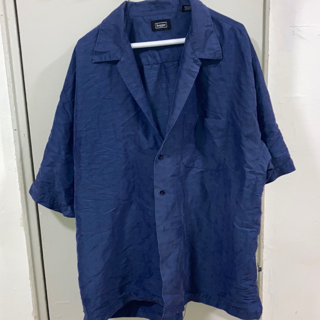 Blue Short-Sleeved Button Down Haggar Shirt
